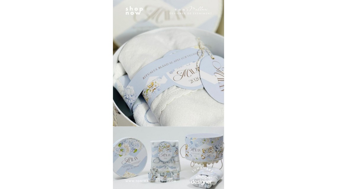 Set prima băiță după botez băiat cu ursuleți Moschino Toy Ritualul blând al apei 7